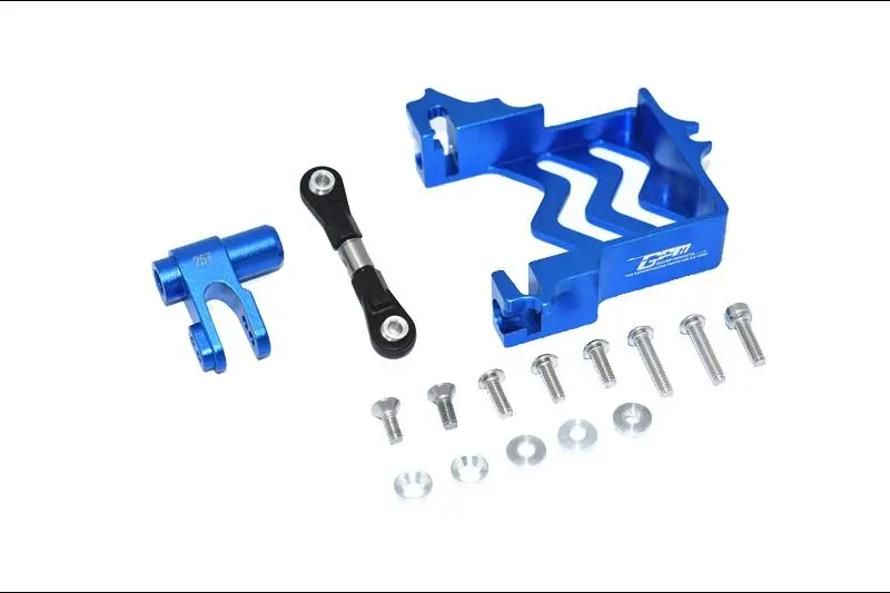 Traxxas X Maxx 4X4 Aluminum Servo Mount + Stainless Steel Tie Rod + 25T Aluminum Servo Horn (For X Maxx 6S / 8S) - 16Pc Set Blue 1