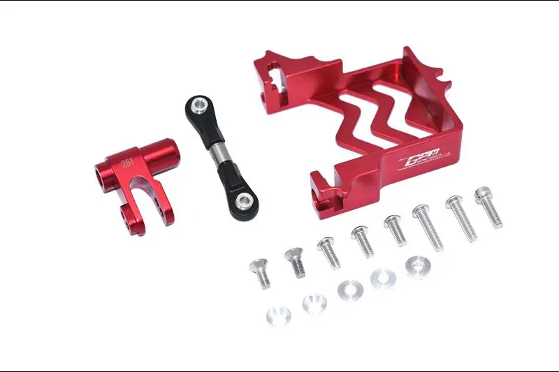 Traxxas X Maxx 4X4 Aluminum Servo Mount + Stainless Steel Tie Rod + 25T Aluminum Servo Horn (For X Maxx 6S / 8S) - 16Pc Set Red 1