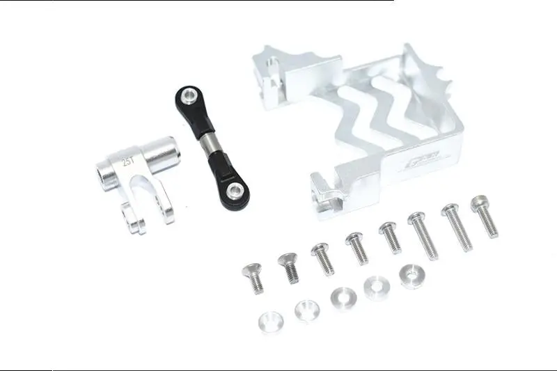 Traxxas X Maxx 4X4 Aluminum Servo Mount + Stainless Steel Tie Rod + 25T Aluminum Servo Horn (For X Maxx 6S / 8S) - 16Pc Set Silver 1