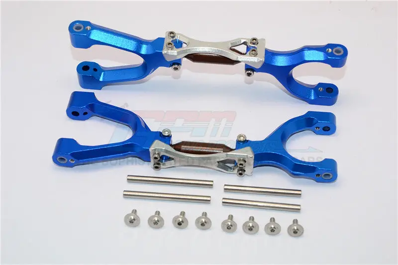 Traxxas X-Maxx 4X4 Spring Steel + Aluminum Supporting Mount With Front / Rear Upper Arms - 1Pr Set Blue+Silver 1