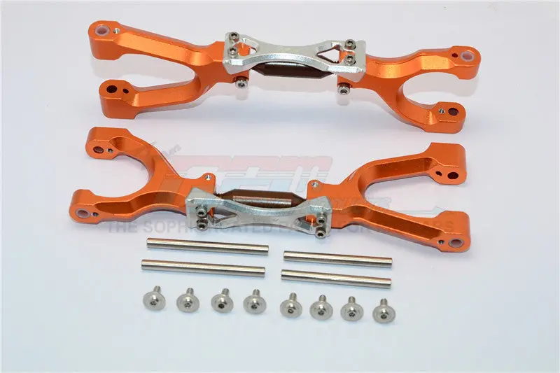 Traxxas X-Maxx 4X4 Spring Steel + Aluminum Supporting Mount With Front / Rear Upper Arms - 1Pr Set Orange+Silver 1