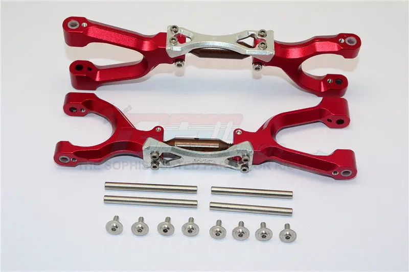 Traxxas X-Maxx 4X4 Spring Steel + Aluminum Supporting Mount With Front / Rear Upper Arms - 1Pr Set Red+Silver 1