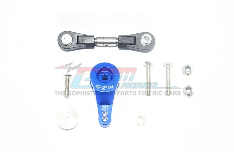 Traxxas Xo-01 Supercar Aluminum Servo Horn With Stainless Steel Adjustable Steering Link - 9Pc Set Blue 1