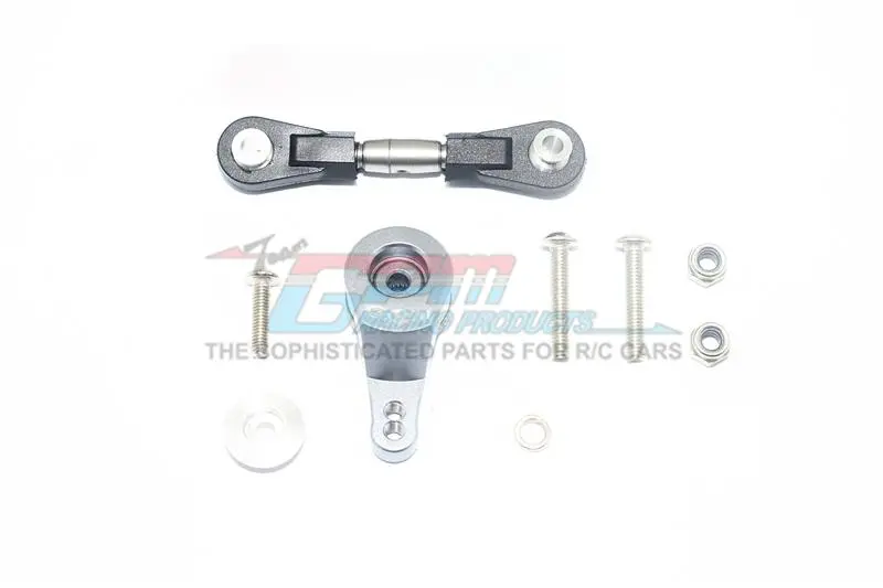 Traxxas Xo-01 Supercar Aluminum Servo Horn With Stainless Steel Adjustable Steering Link - 9Pc Set Gray Silver 1