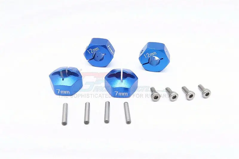 Vaterra K5 Blazer Ascender Aluminum Hex Adapter (12Mmx7mm) - 4Pcs Set Blue 1