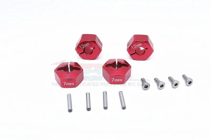 Vaterra K5 Blazer Ascender Aluminum Hex Adapter (12Mmx7mm) - 4Pcs Set Red 1