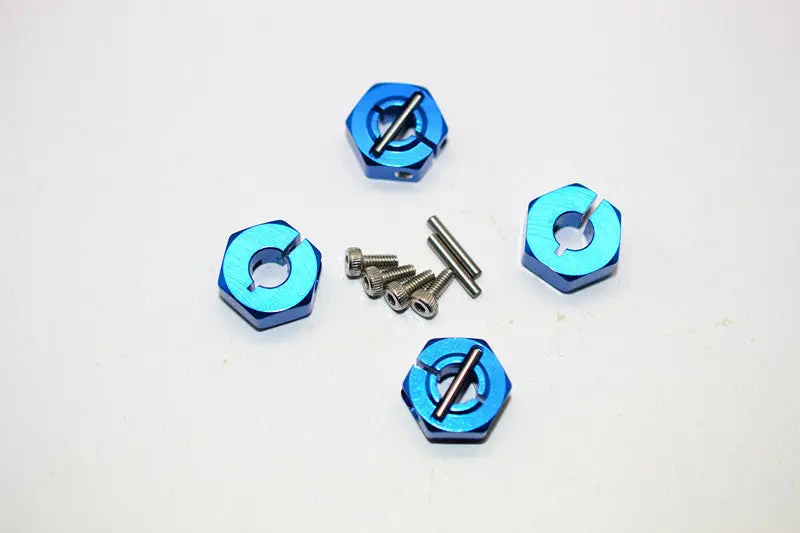 Vaterra Twin Hammers Aluminum Clamping 12Mm Wheel Hex With Screws & Wrench - 4 Pcs Set Blue 1