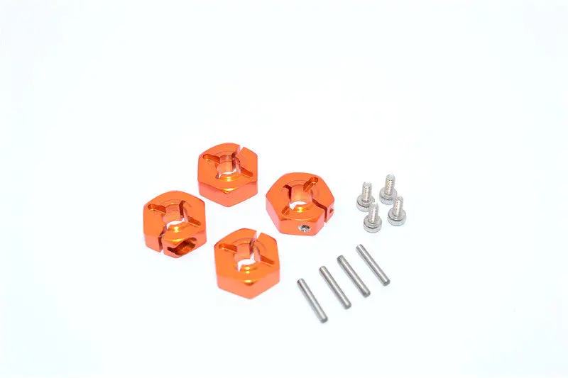 Vaterra Twin Hammers Aluminum Clamping 12Mm Wheel Hex With Screws & Wrench - 4 Pcs Set Orange 1