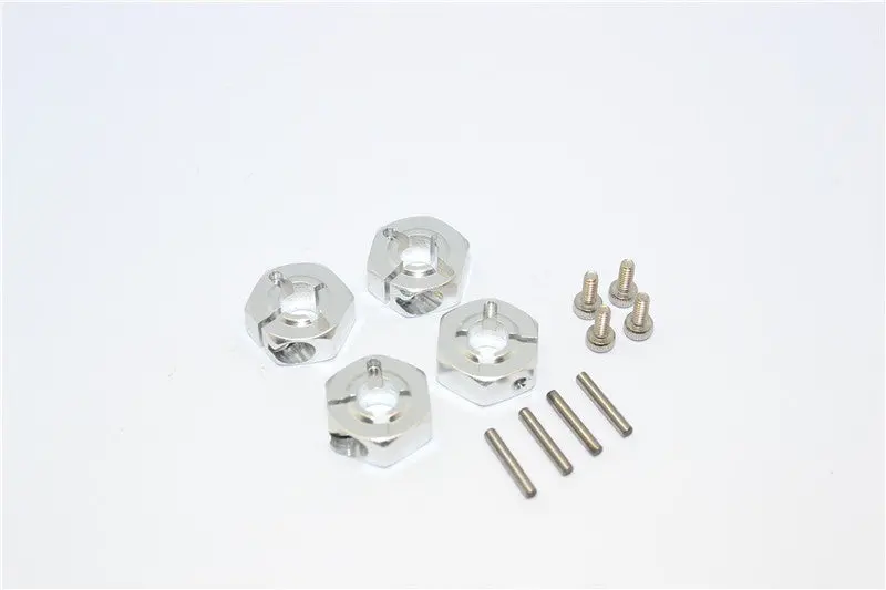 Vaterra Twin Hammers Aluminum Clamping 12Mm Wheel Hex With Screws & Wrench - 4 Pcs Set Silver 1