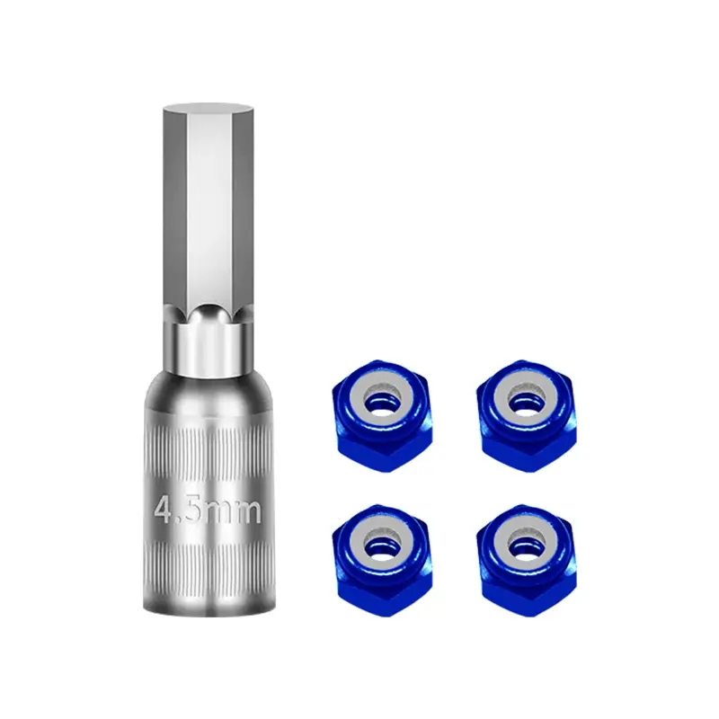 Wheel Nut 4Pcs & Wheel Nut Tool For Axial 1/30 Scx30 Ford Bronco Axi-2048 / Jeep Wrangler Axi-2261 Rock Crawler Upgrades - Blue 1