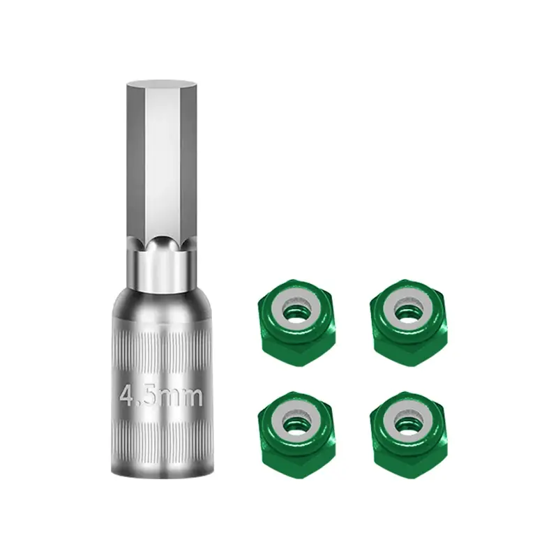 Wheel Nut 4Pcs & Wheel Nut Tool For Axial 1/30 Scx30 Ford Bronco Axi-2048 / Jeep Wrangler Axi-2261 Rock Crawler Upgrades - Green 1