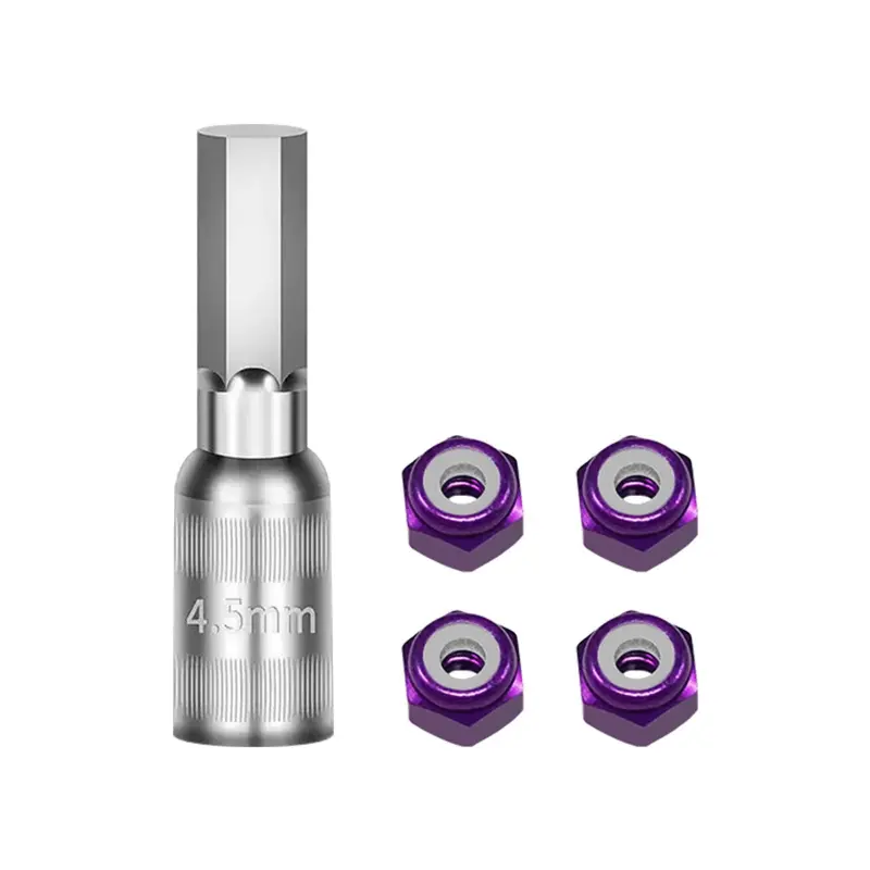 Wheel Nut 4Pcs & Wheel Nut Tool For Axial 1/30 Scx30 Ford Bronco Axi-2048 / Jeep Wrangler Axi-2261 Rock Crawler Upgrades - Purple 1