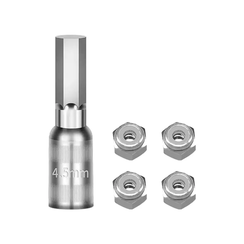 Wheel Nut 4Pcs & Wheel Nut Tool For Axial 1/30 Scx30 Ford Bronco Axi-2048 / Jeep Wrangler Axi-2261 Rock Crawler Upgrades - Silver 1