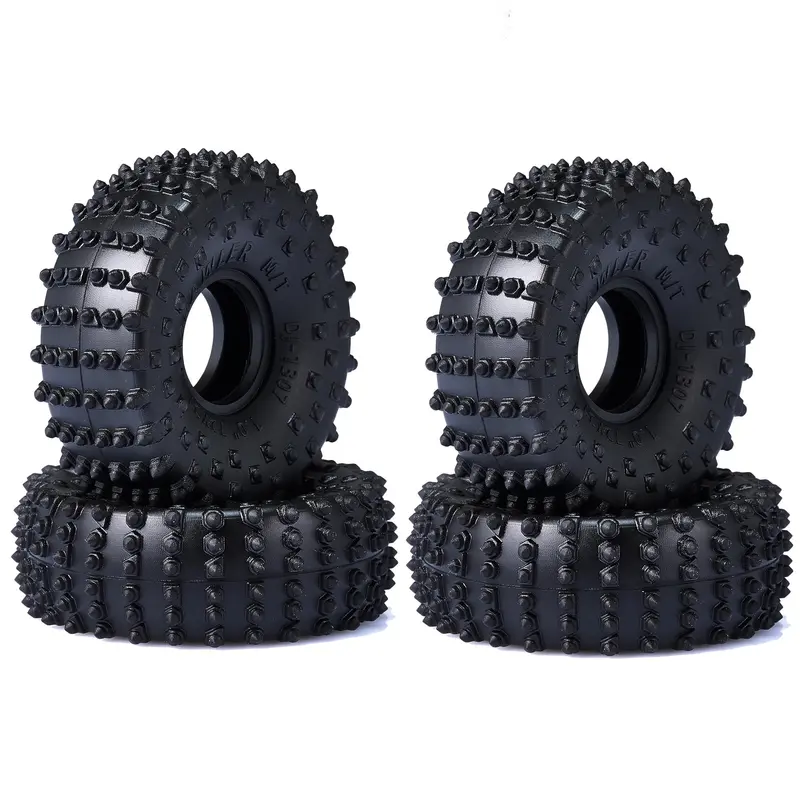 Widen 1.0 Inch Nailed Rubber Tires 72Mm X 27Mm With Foam Inserts For Traxxas 1:18 Trx4m Ford Bronco / Trx4m Land Rover Defender / Axial 1:24 Scx24 Deadbolt / Scx24 Jeep Wrangler Upgrades 1