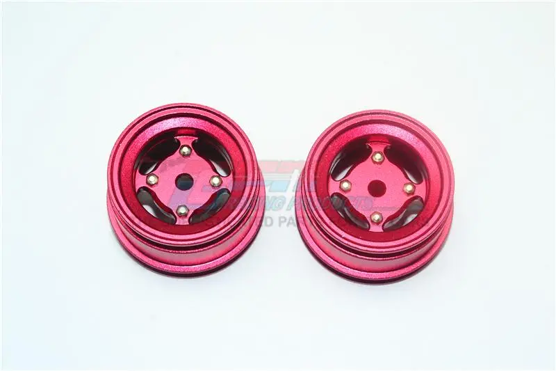 X-Rider 1/8 Flamingo Rc Tricycle Aluminum +2Mm 4 Lug Rear Rim - 2Pc Set Red 1