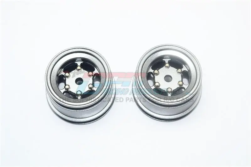 X-Rider 1/8 Flamingo Rc Tricycle Aluminum +2Mm 6 Lug Rear Rim - 2Pc Set Gray Silver 1