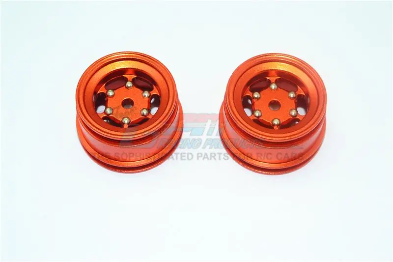X-Rider 1/8 Flamingo Rc Tricycle Aluminum +2Mm 6 Lug Rear Rim - 2Pc Set Orange 1