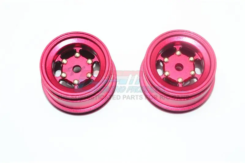 X-Rider 1/8 Flamingo Rc Tricycle Aluminum +2Mm 6 Lug Rear Rim - 2Pc Set Red 1