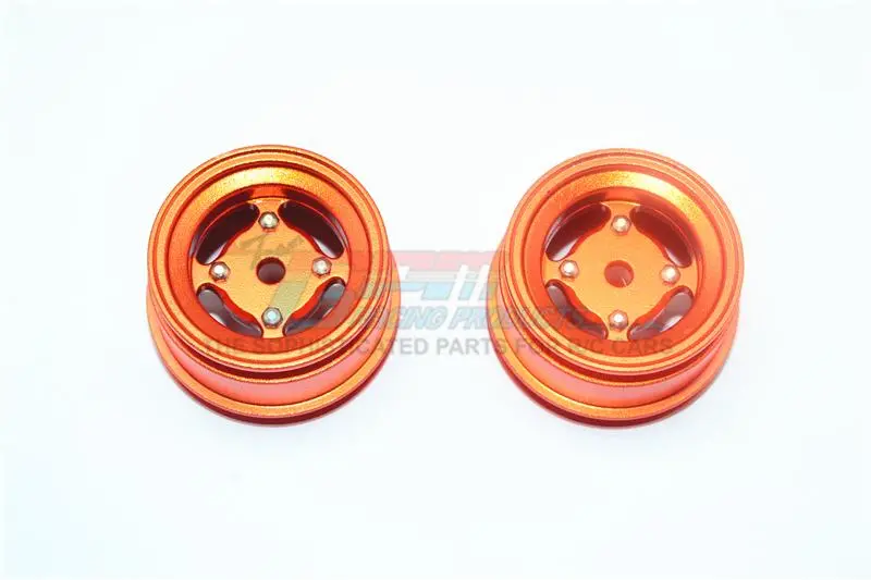 X-Rider 1/8 Flamingo Rc Tricycle Upgrade Parts Aluminum 4 Lug Rear Rim - 2Pc Set Orange 1