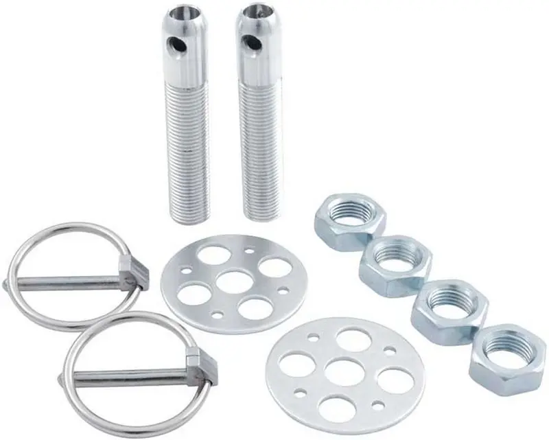 Allstar Performance 18476 Lightweight Aluminum Hood Pin Kit – 1/2-Inch Diameter, Silver Finish 1