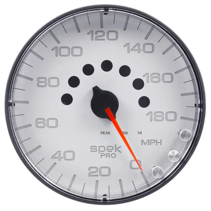 Autometer Spek-Pro 5-Inch Electric Programmable Speedometer – 180 Mph Range, White/Black Dial 1