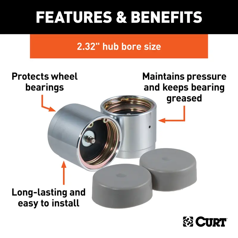 Curt 22232 Trailer Wheel Bearing Protectors And Dust Seals – 2.32-Inch Diameter, 2-Pack 1