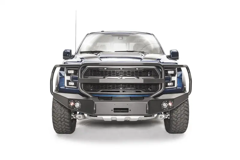 Fab Fours Premium Winch Bumper – Two-Tone Black Powder-Coated Front Bumper With Integrated Grill Guard 1