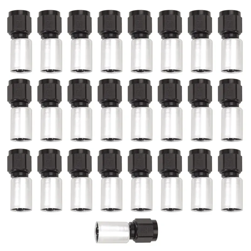 Russell 610468 Proclassic Crimp-On -6An Hose Ends – Black/Silver, 25-Piece Kit 1