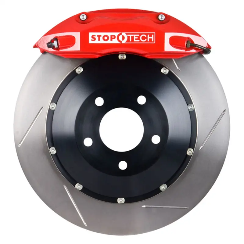 Stoptech 83.143.4700.71 Front Big Brake Kit – Red Calipers, Two-Piece Slotted Rotors 1