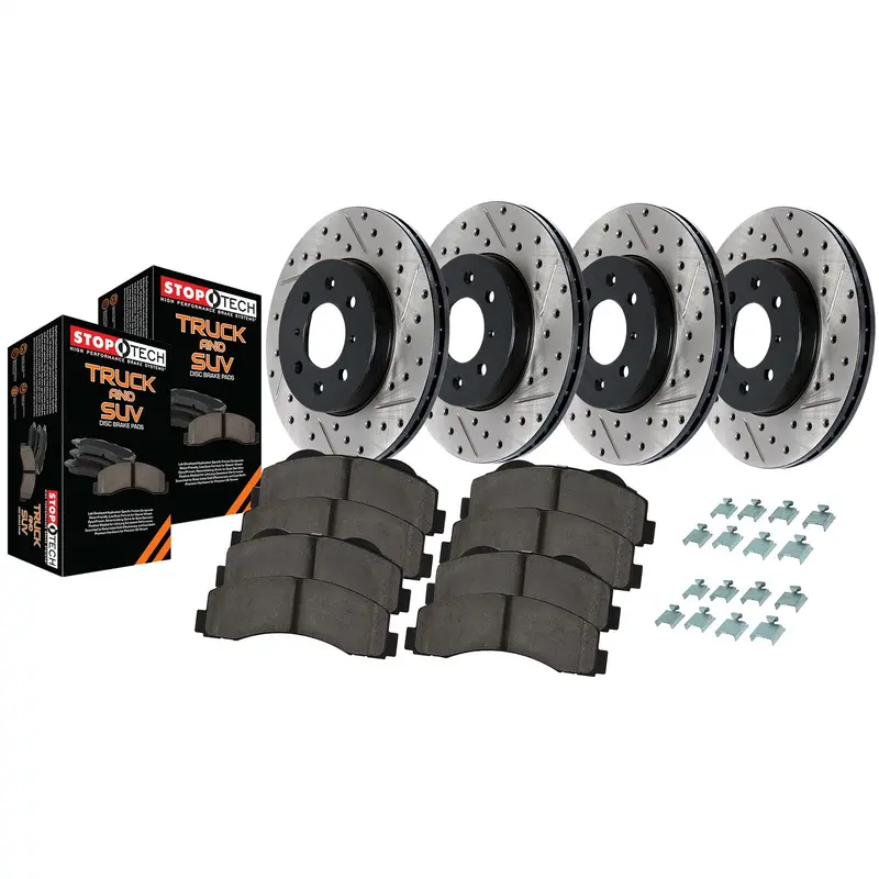 Stoptech 968.65033 Four-Wheel Slotted & Drilled Truck Brake Kit 1